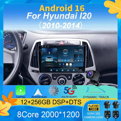 Android 16 Carplay Auto Multimedia Player Car Radio For Hyundai I20 2010 2012 2013 2014 DSP Autoradio GPS Stereo 2din Head Unit