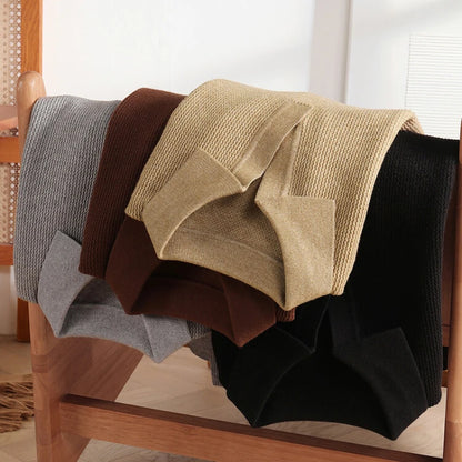 New Men's Shirt Collar Sweater, Business Slim Cashmere Textile Polo Top, Gentleman Thickened Warm and Simple Fashion Pullover