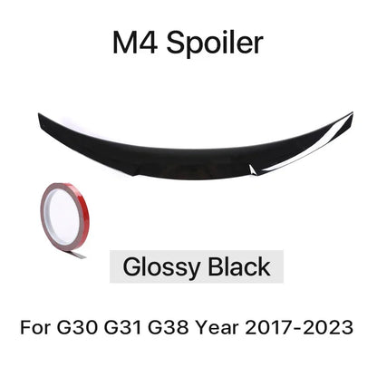 Rear Bumper Trunk Boot Spoiler Lip For BMW 5 Series G30 Gloss Black M5 Roof Wing PSM M4 CS Style 2017-2023 Carbon Fiber Look