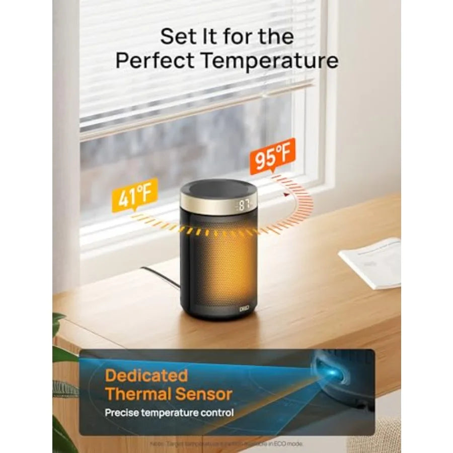Space Heater, Portable Electric Heaters for Indoor Use with Thermostat and Remote, 2024 Upgraded, Digital Display, 12H Timer, 5