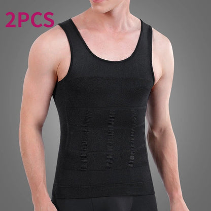 New Slimming Body Shaper Chest Binder Slimming Waist Vest  Men's T-shirt Vest Sleeveless Fitness Sports Clothes Vest Sleeveless