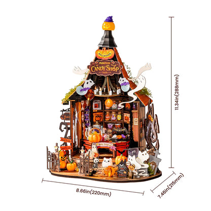 Rolife Haunted Candy House DIY Miniature House Kit Model Kit Spooky Cute Miniature House Home Decor For Halloween and Christmas