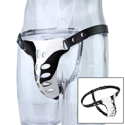 QKKQ Wearable Heavy Stainless Steel Adult Briefs With Microfiber Leather Cock Cages Penis Bondage Chastity Cage Metal Underwear