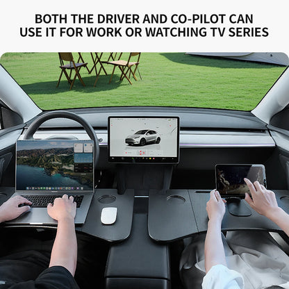 YZ Table Desk For Tesla Model 3 Y X S Highland Juniper 2021-2025 Car Steering Wheel Laptop Tray Food Desk Portable Office Table