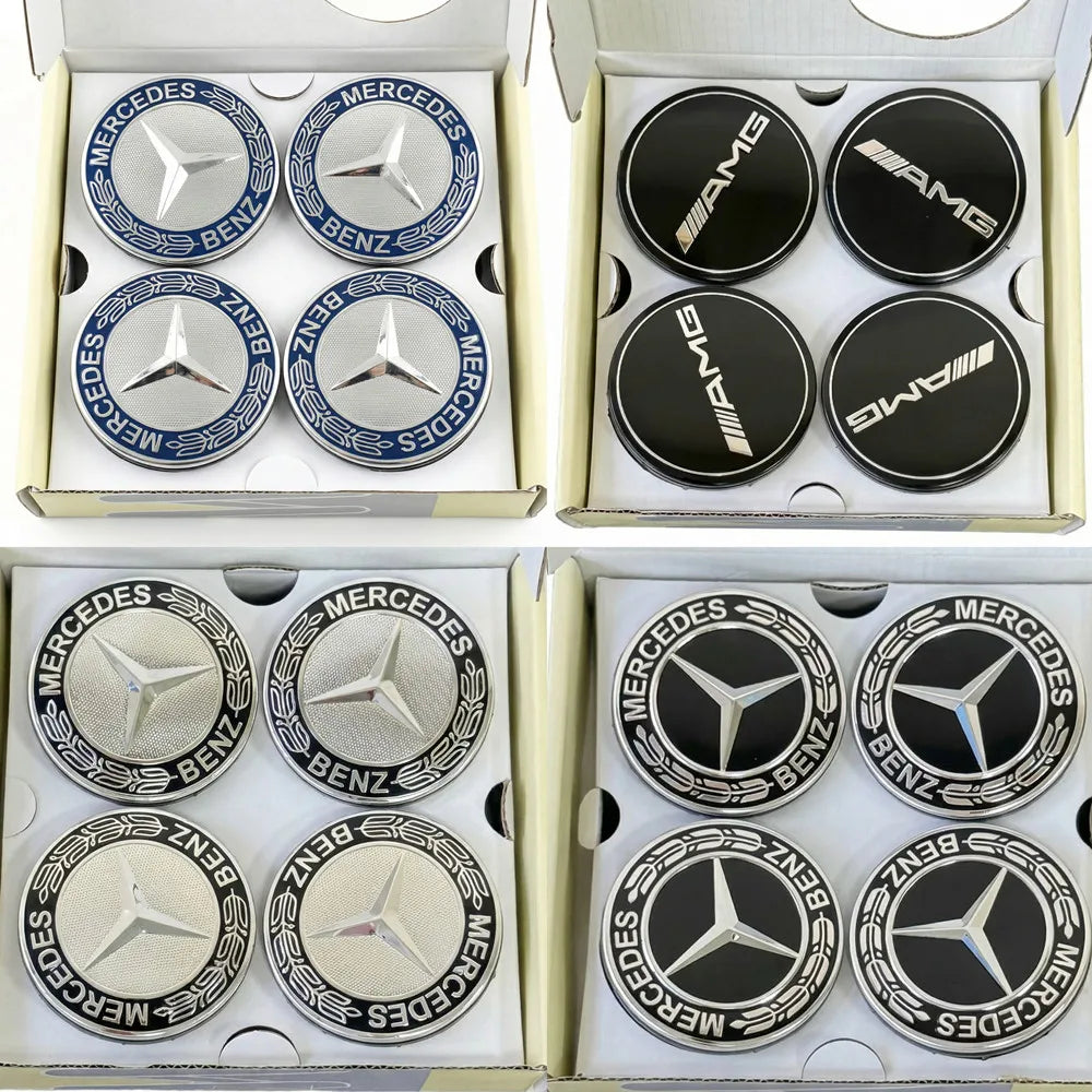 4PCS 75mm Car Floating Wheel Center Hub Caps Cover for Mercedes Benz Amg B/C/E/S Class A Class C200L GLC GLK CLA Accessories.