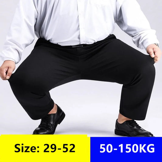 Men Suit Pants Thick Autumn Stretched Business Loose Straight Work Plus size 150KG 48 50 52 Spring Male Office Formal Trousers
