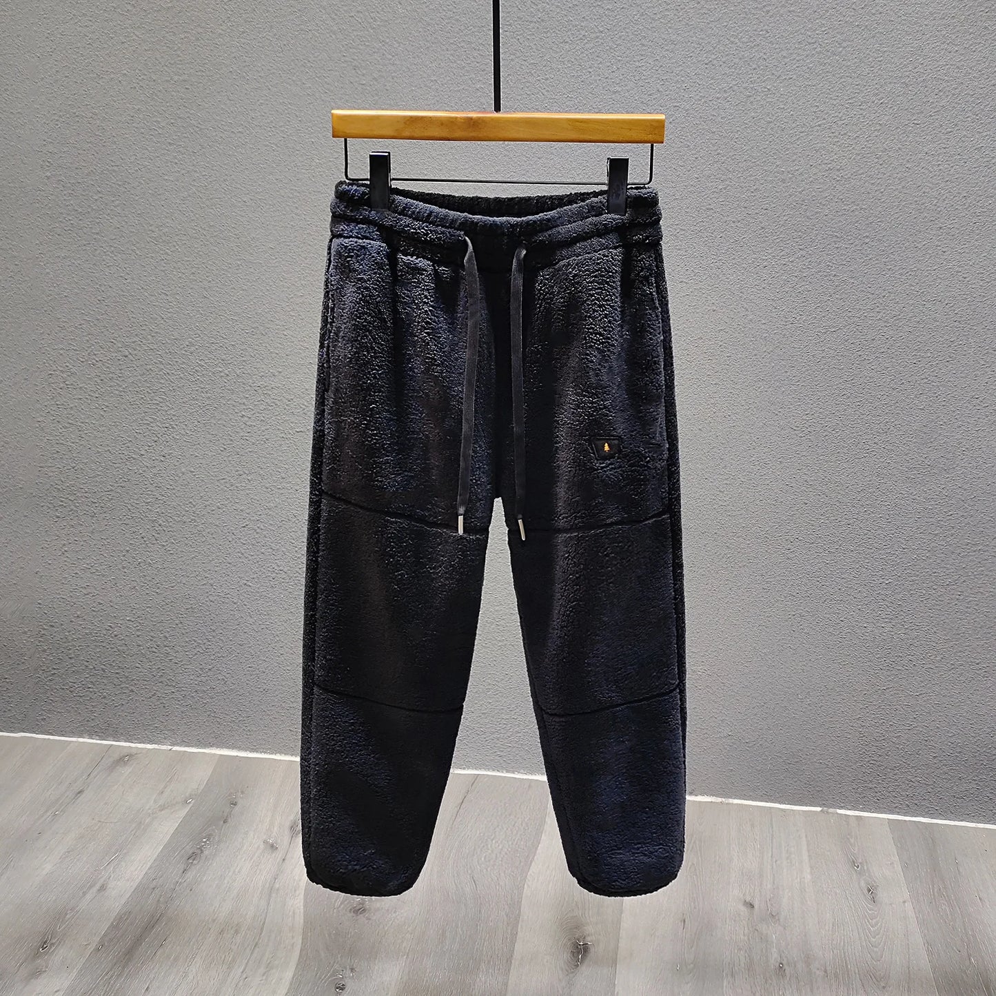 Thiened Fce Men's Sport Pants Loose Casual Long Trousers Autumn Winter Large Size Bla Cuffed Polyester Fiber Youth