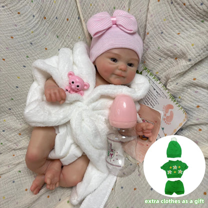 AnjoDoll 2 Sets Of Clothes 13Inch Open Mouth Silicone Reborn Doll Washable Handmade Doll Toy Ideal Gifts