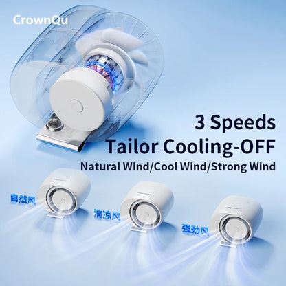 Waist Fan Portable Clip Rechargeable Ultra 3 Speed 360° Adjustable Turbocharged Neck Fans Strong Wind With for Outdoor Sports