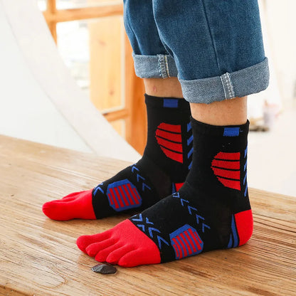 5 Pairs Sport Toe Socks Compression Pure Cotton Sweat-Absorbing Colorful Bike Marathon Fitness Outdoor Basketball 5 Finger Socks