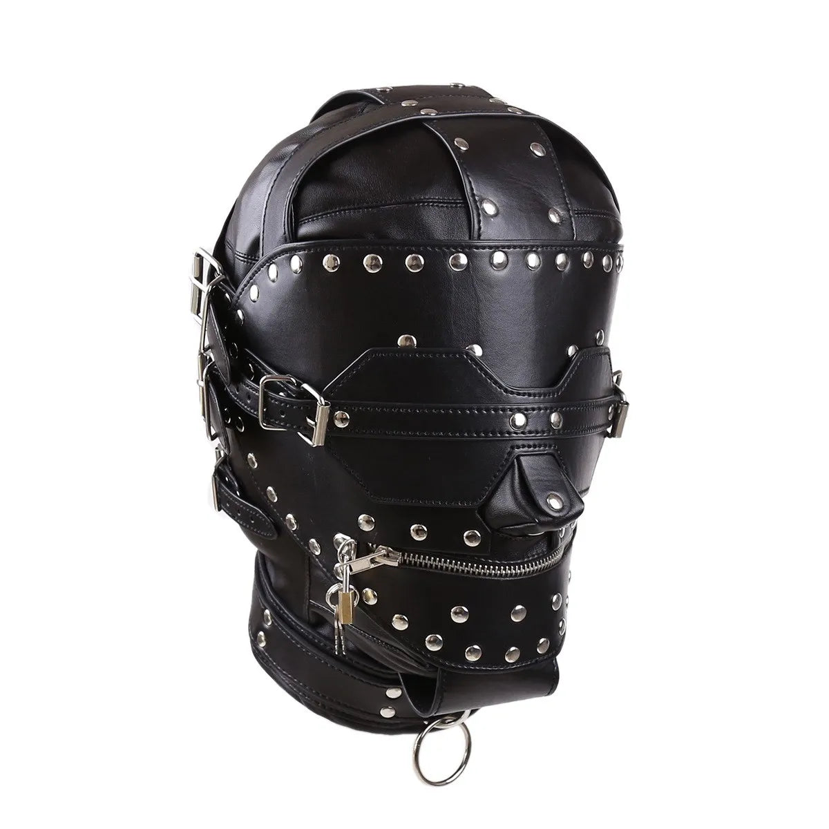 PU Leather Adult products SM Sex Full Head Bondage Hood Headgear Mouth Open Lockable Gimp Bondage BDSM Sex Toy for Couple