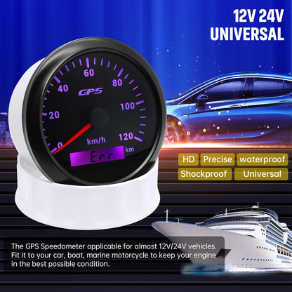 A 85MM GPS Speedometer For Motorcycle Marine Boat 30~200 Kmh Boat Car Truck Speed Gauge Meter With GPS Antenna 7 Color Backlight
