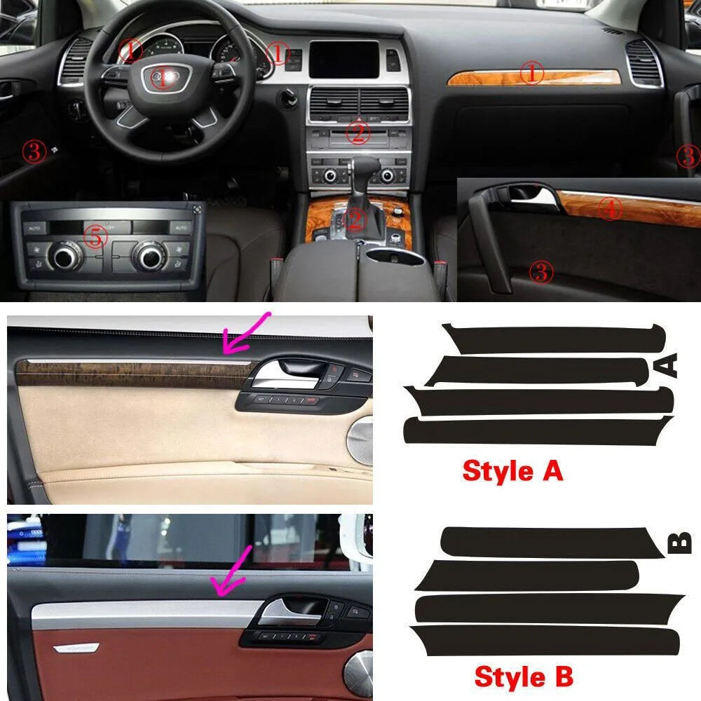For Audi Q7 2006-2015 Interior Central Control Panel Door Handle 5D Carbon Fiber Stickers Decals Car styling Accessorie