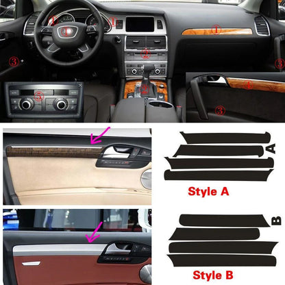 For Audi Q7 2006-2015 Interior Central Control Panel Door Handle 5D Carbon Fiber Stickers Decals Car styling Accessorie