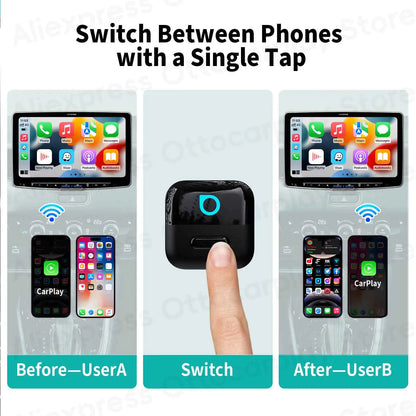 Ottocast Wireless Android Auto CarPlay Adapter Mini Pico 2 in 1 USB Dongle with Smart Button for Kia Honda Chery Nissan Volvo
