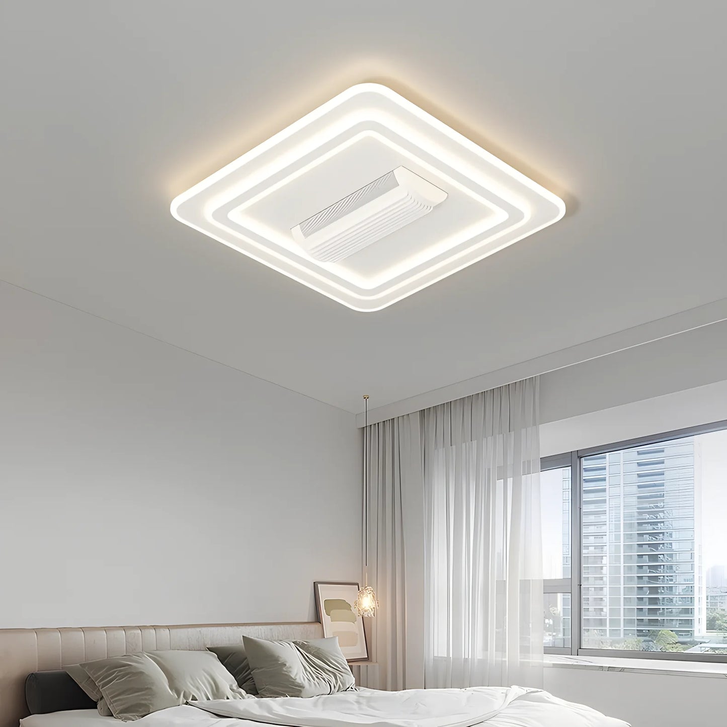 Modern Bladeless Ceiling Fan Light 6 Speed Dimmable LED Invisible Fan Lamp Living Room Bedroom Kids Room Chandelier Home Decor