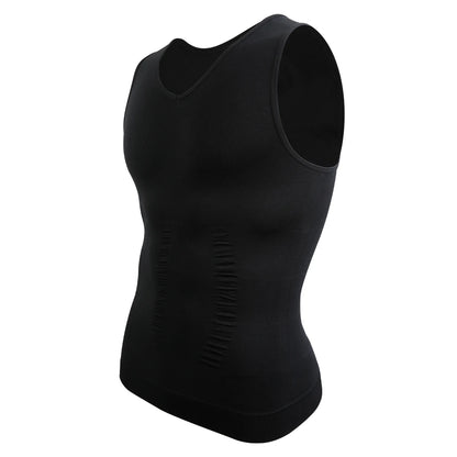 Men's Body Shaper Slimming Shirt V Neck Tummy Vest Compression Base Layer Slim Muscle Tank Top Shapewear