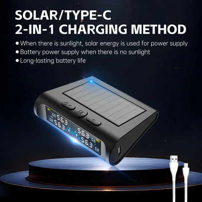 Car Security Alarm Systems Tire Pressure Monitoring Auto Accessories 4 Exteral Universal Solar TPMS Tyre Temperature Monitor