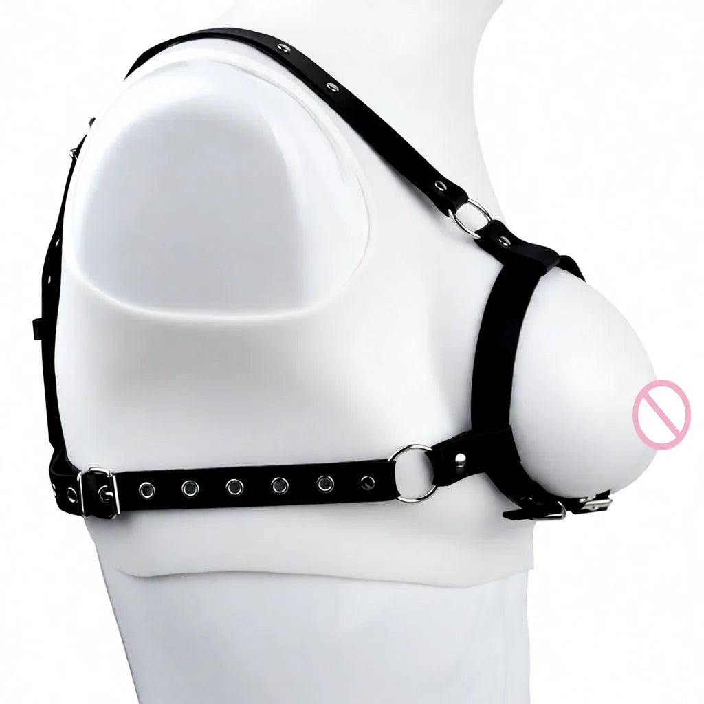 QKKQ Black PU Leather Strap On Belt Chest Bind For Women Pleasure Breast Bondage BDSM Adult Play Accessories Couple Flirting