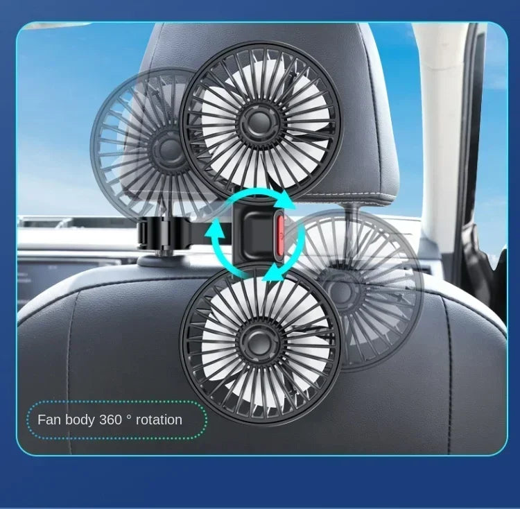 3-speed Car Seat Back Cooling Fan USB Charge Dual Head Fan 360 Degree Rotation Neck Cooler for Summer Car Accessories