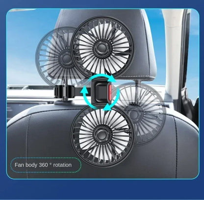 3-speed Car Seat Back Cooling Fan USB Charge Dual Head Fan 360 Degree Rotation Neck Cooler for Summer Car Accessories