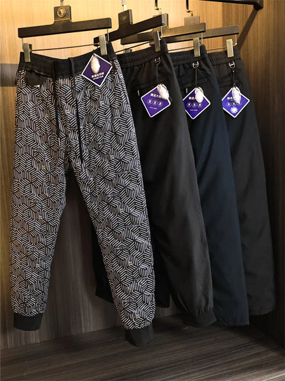 Thickened 90 down Men's Winter Trousers Straight Leg Long Pants Fashionable Urban Casual Pure Color Warm Anti-Cold Duck down ...