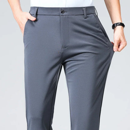 Men Suit Pants Light Thin Elastic Slim Fit Dress Pants Business Solid Casual Straight Leg Trouser Men Clothing Oversize 29-42