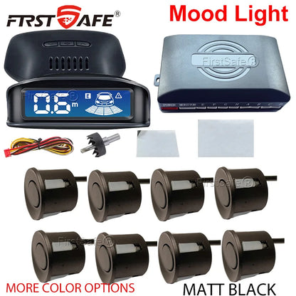 LED Reverse Radar 8 Sensors Backlight Display Voice Prompt Detection System Universal Auto Parking Safety Auxiliary Accessories