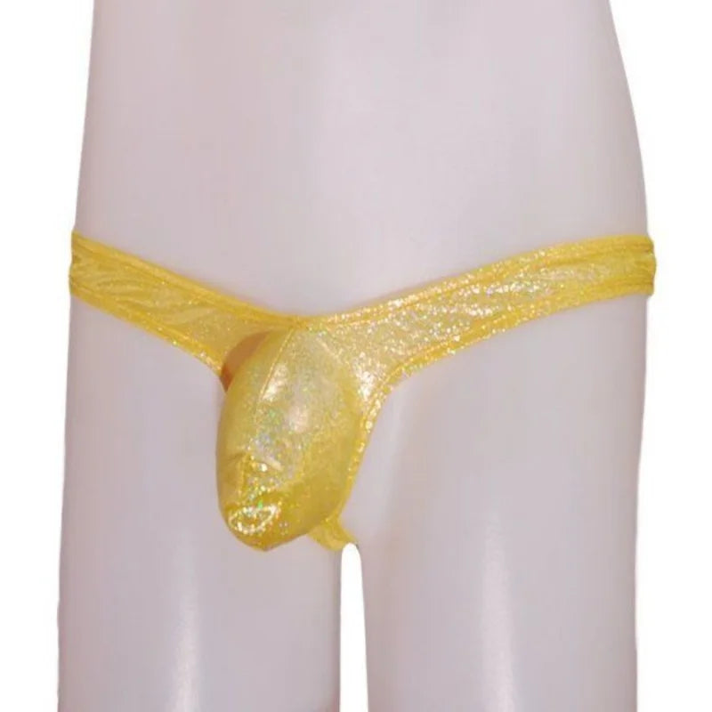 Laser Colorful Men's G-string Underwear Sexy Men's Briefs U Convex Male Underpants Low Waisted Thong Private Party club Panties