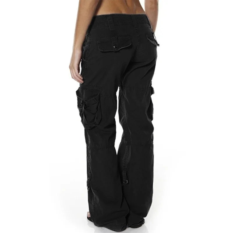 High Waist Straight Leg Cargo Pants Women Baggy Trousers Casual Comfortable Ladies Fashion Autumn Collection Natural Waist