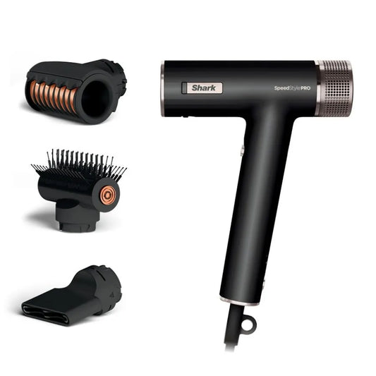 Professional hair dryer for straight and wavy hair, lightweight ionic plastic in matte black, prevents heat damage with Scalp S
