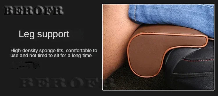 Leather Car Seat Extender Cushion Leg Support Pillow Memory Foam Knee Pad Long-Distance For Hyundai Driver Protector Mat