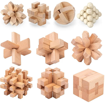 3PCS Set LuBan Lock Wooden Puzzle Brain Teaser IQ Test Toys Educational Mind Games For Adults Kids Unlock Interlock Game