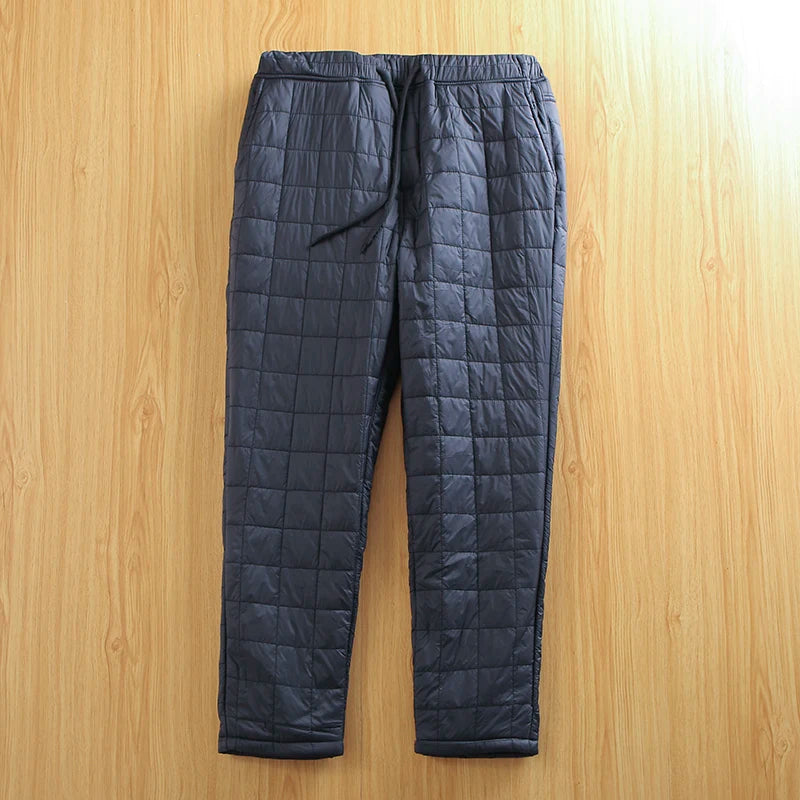Thickened Fleece Men's Casual Straight Leg Cotton Pants Warm Elastic Waist Pure Color Autumn Winter Leisure Trousers