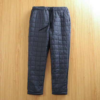 Thickened Fleece Men's Casual Straight Leg Cotton Pants Warm Elastic Waist Pure Color Autumn Winter Leisure Trousers
