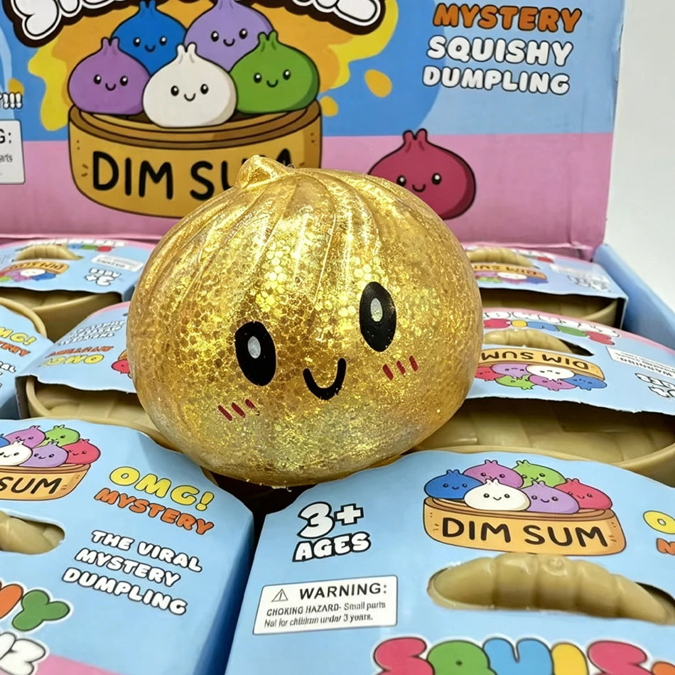 Glitter Dumpling Squishy ULTRA RARE Gold Glitter Hidden Edition Dumplings Sensory Steamer Soft TPR Dough Ball for Stress Relief
