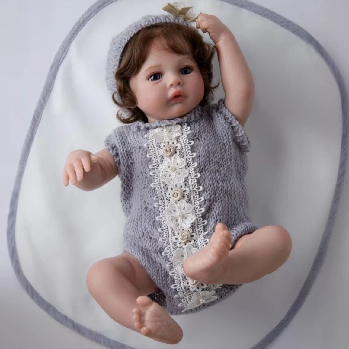 Cloveray 20 inch Collection Realistic Rebirth Baby Doll Cute Handmade Vinyl Doll High Quality Collection Simulation Toy Kid Gift