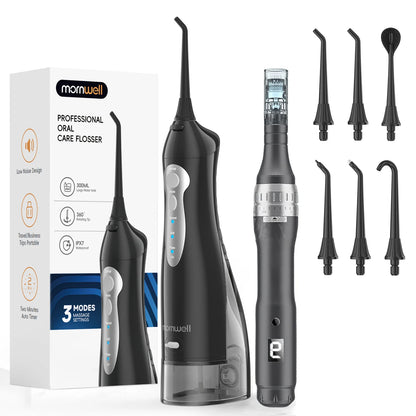Mornwell Portable Water Flosser for Teeth: 3 Modes Professional Electric Flosser Teeth Pick for Sensitive Gums & for Travel Use