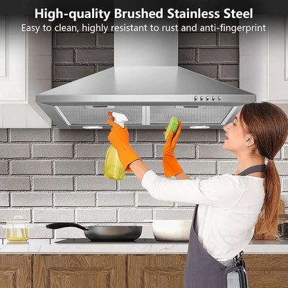 SNDOAS 60 cm Stainless Steel Wall Mounted Duted/Ductless A++ with Filters Led Light, 350m³/h 3 Speed range Hood