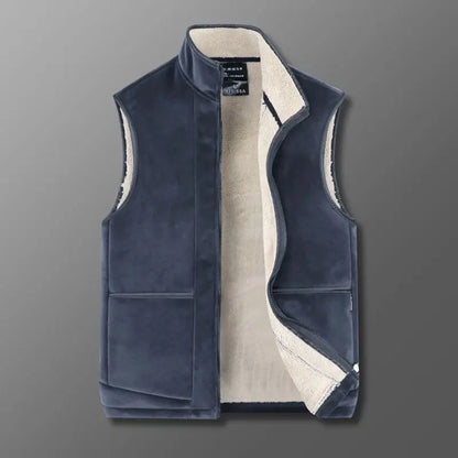 Winter Fleece Vest Men Outdoor Windproof Warm Casual Zipper Jackets Sherpa Lining Basic Solid Plush Thickened Sports Waistcoat