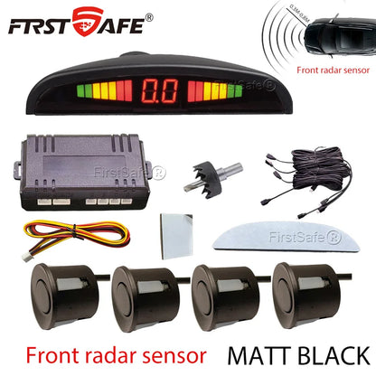 Front Mounted Car Parking Sensor Danger Alarm Kit LED Display 4 Sensors 22mm Backlit Obstacle Radar Monitoring System 12 Colors