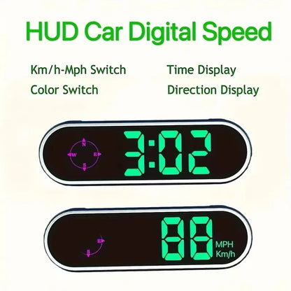 Multicolor Car Hud GPS Speedometer Head Up Display Digital Speed Gauge KMH MPH Switchable for Vehicle Windscreen