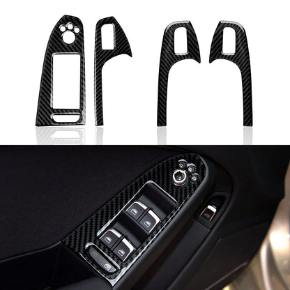 Car Center Console Gear Shift Panel Set, For Audi A4 S4 RS4 A5 S5 RS5 (2007-2016) Carbon Fiber Interior Sticker Trim Accessories