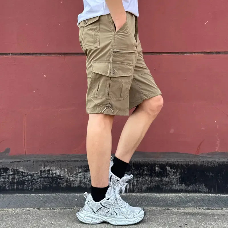 Mens Cargo Shorts Loose Solid Long Wide Half Short Pants for Men Baggy Bermuda Multi Pocket Harajuku Japanese Street Style Y2k