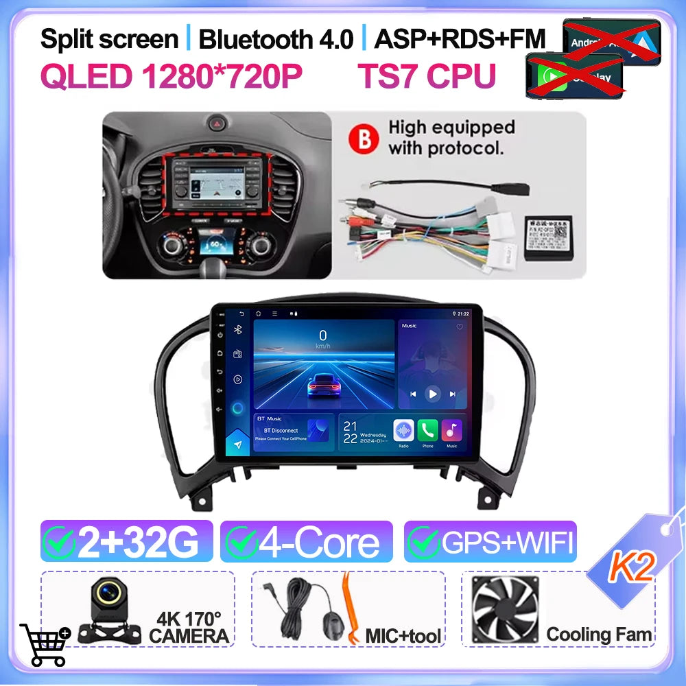 For Nissan Juke Yf15 2010 2011 2012 2013 2014 Carplay Auto 5g+wifi Gps Car Radio Navigation Multimedia Video Player Stereo Bt