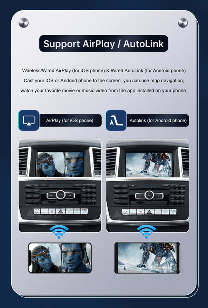 Road Top Wireless CarPlay Android Auto for Mercedes Benz ML GL W166 X166 2012-2015, with Mirror Link AirPlay Car Play Functions