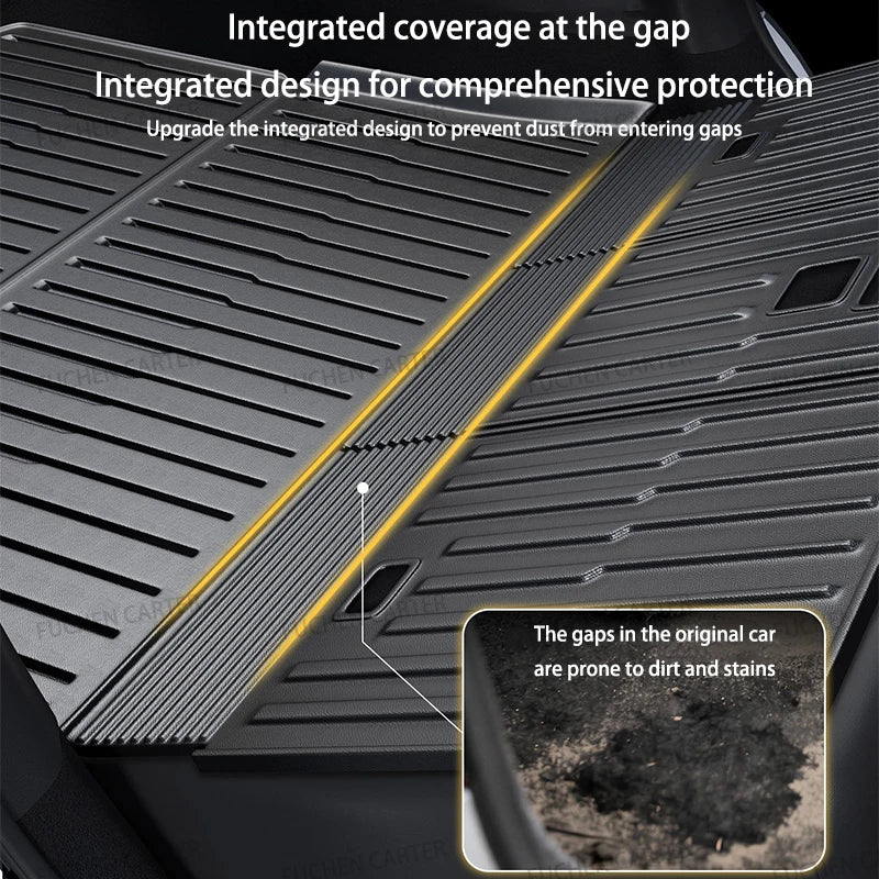 For Tesla Model Y Juniper 2025 2026 TPE Car Front Rear Trunk Mat Waterproof Wear-resistant All Weather Trunk Mats Backrest Mats