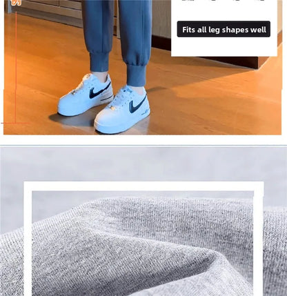 plus Size Women's Slimming Fleece Lined Cuffed Thickened Warm Sports Pants Commute Style Korean Fashion Winter Collection