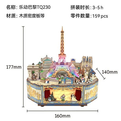Tonecheer Dancing on The Clouds Music Box Wooden Puzzle Building Blocks Diorama Model Kit 3D Wooden Toy Dollhouse Decoration