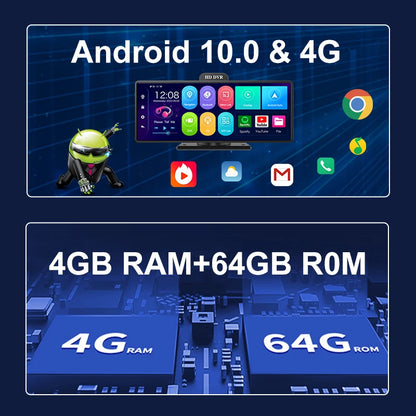 10.26 inch Car GPS Navigation Z80P Android 10 ADAS 4G Dash Camera Recorder 4G+64G ROM WiFi BT Dual Lens Dash Cam Video Camera